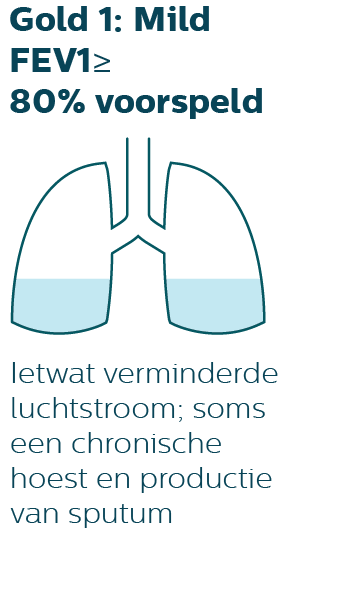 Infographic - Verminderde luchtstroom; soms een chronische hoest en productie van sputum