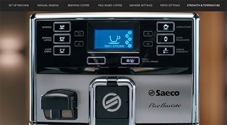 Saeco-espressomachine instellingen voor aromasterkte