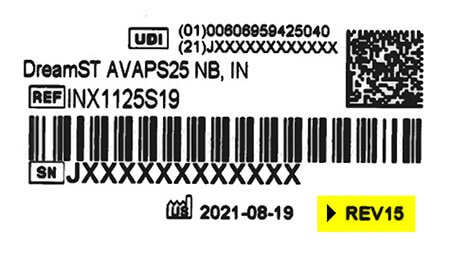Voorbeeld van een productlabel met de vervangingscode