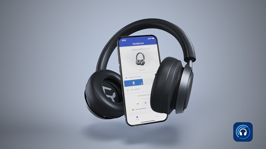 L4 Fidelio-koptelefoon verbonden met de Philips Headphones-app