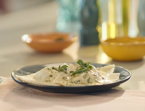 Ravioli met ricotta en spinazie