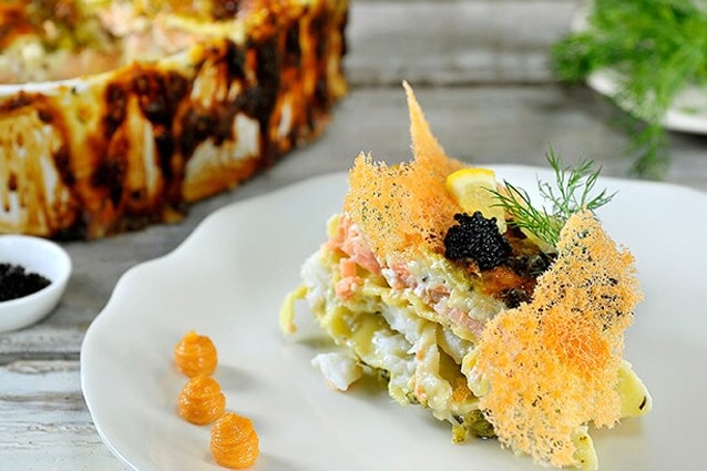 Lasagne met zalm en kabeljauw