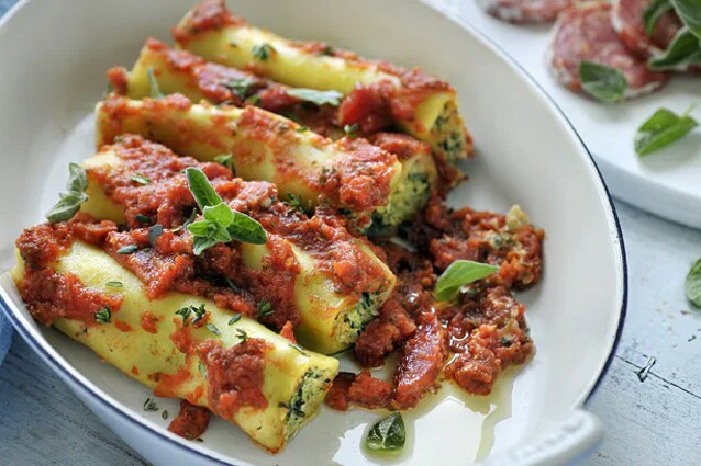 Cannelloni met ricotta en chorizo