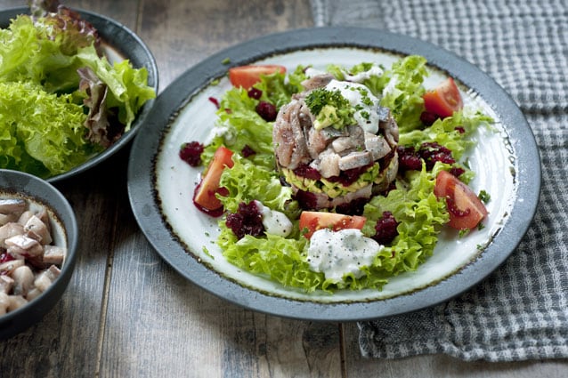 Haringsalade met rode biet en appel