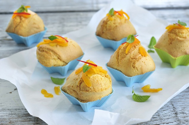 Pittige mango-sinaasappelmuffins met rode peper