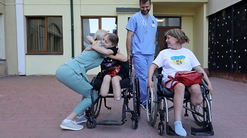 Young patients leave the National Rehabilitation Center Unbroken in Lviv, Ukraine, and part of the First Medical Association – the largest medical institution of Ukraine. 