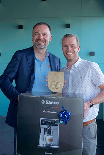 Benno Tieke, Philips en Victor Donker, Usono met Gerard en Anton Award en Philips Saeco Pico Baristo