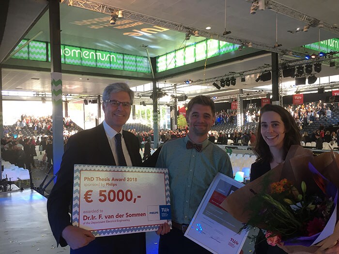 Winnaar PhD Thesis Award 2018 Dr. Ir. Fons van der Sommen met Hans Hofstraat, Vice-President Philips Research