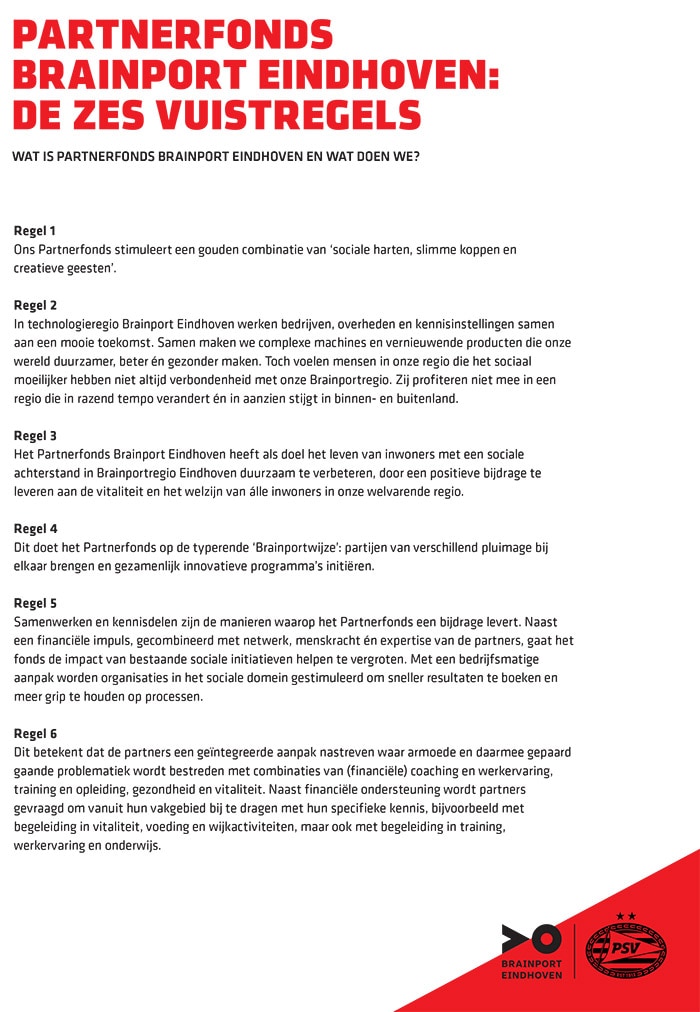 Partnerfonds Brainport Eindhoven vuistregels (opent in een nieuw tabblad)