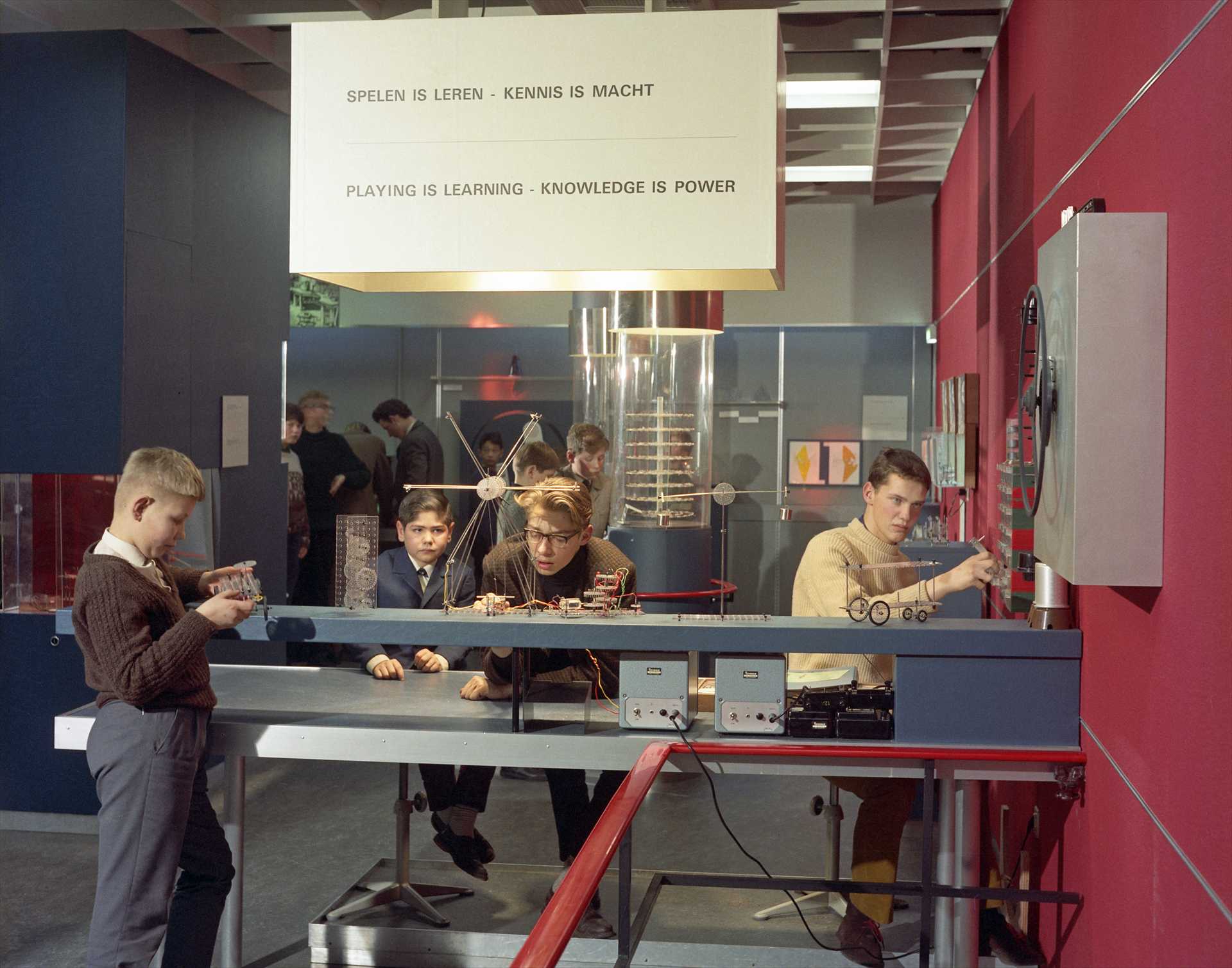 Young visitors playing with technology, 1967