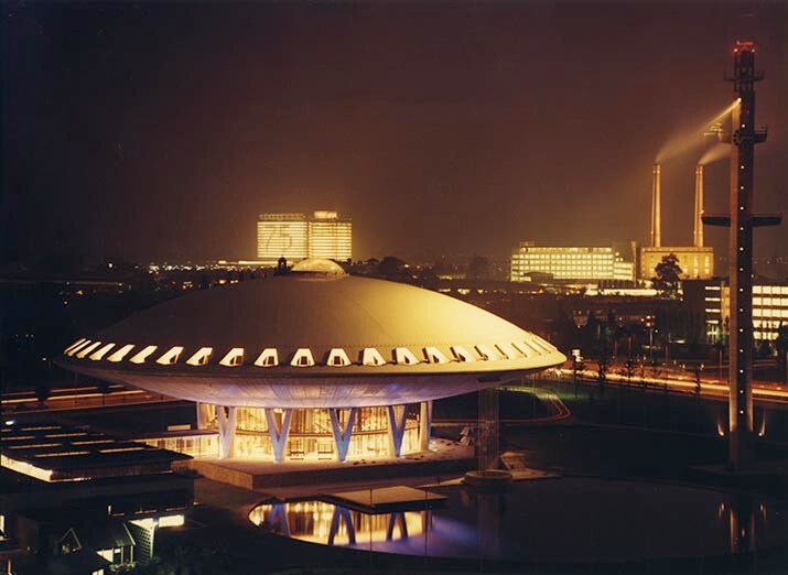 75 jaar Philips, Evoluon; G4045-9, Evoluon, exterieur, 75-j jubileum Philips, 1966