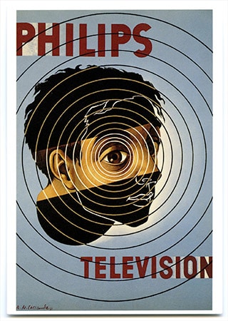 De fascinatie voor televisie, verbeeldt door A.M.Cassandre in 1951.
