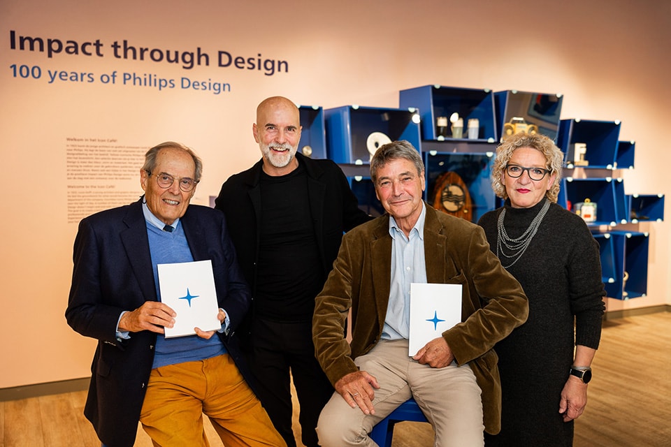 rits Philips jr., Peter Skillman, Jan Kalff en Els Kalff